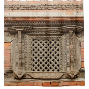 Ancient window in Nasal Chowk Courtyard of Hanuman Shower Curtain