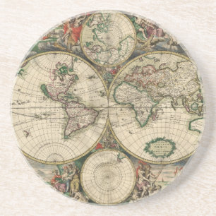 Ancient World Map Beverage Coaster