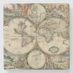 Ancient World Map Stone Coaster