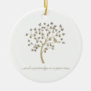 And a partridge in a pear tree ceramic ornament