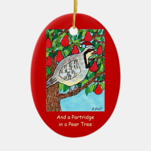 And a Partridge in a Pear Tree Ceramic Ornament