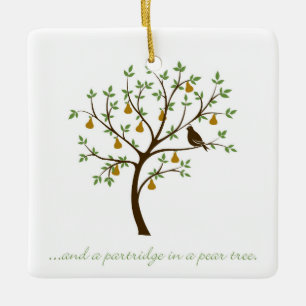 And a partridge in a pear tree ceramic tree decoration