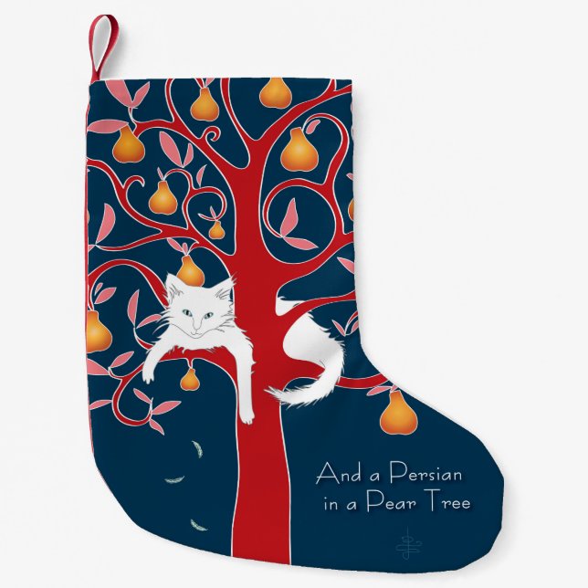 And a Persian in a Pear Tree... Small Christmas Stocking (Front)