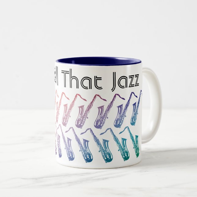And All That Jazz Pattern Two-Tone Coffee Mug (Front Right)