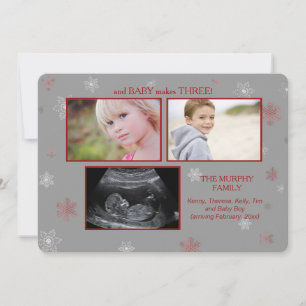 And Baby Makes Three Holiday Pregnancy Announcemen Card