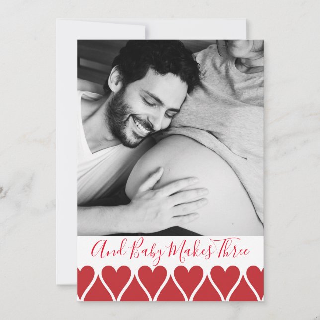 And Baby Makes Three Photo Pregnancy Announcement (Front)