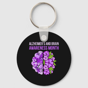 And Brain Awareness Month Purple Ribbon Graphic Key Ring
