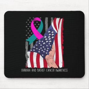 And Breast Cancer Awareness American Flag Ribbon Mouse Pad