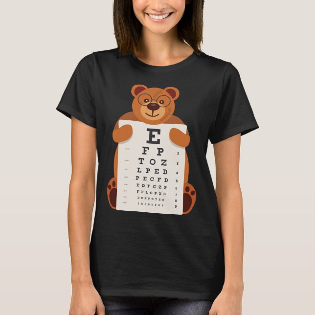 and Cute Teddy Bear with Glasses holding an Eye Ch T-Shirt (Front)