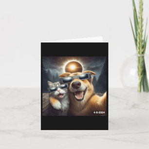 And Dog Selfie With Solar 2024 Eclipse Wearing Gle Card