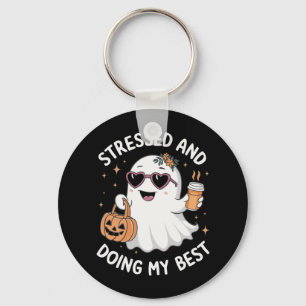 And Doing My Best Funny Ghost Halloween Coffee  Key Ring