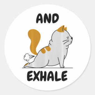 And Exhaling Yoga Cat Comfort Colours Adult Heavyw Classic Round Sticker