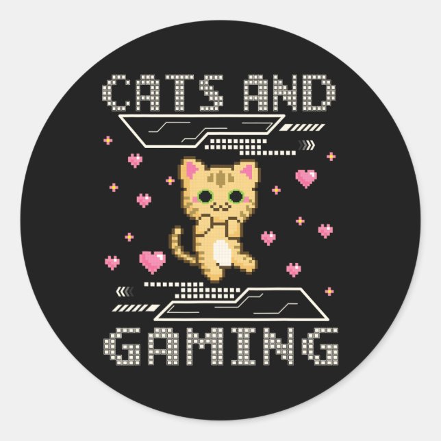 And Gaming For The Cat Lover Gamer Video Game Play Classic Round Sticker (Front)