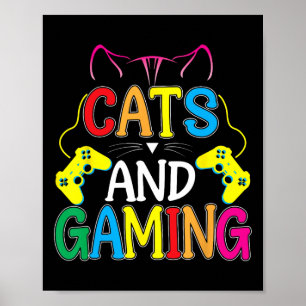 And Gaming For The Cat Lover Gamer Video Game Play Poster