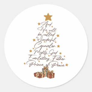And He Will Be Called Jesus Christmas Tree Christi Classic Round Sticker