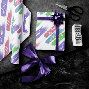 And I Oop   sksksk brushstrokes girly pastel Wrapping Paper