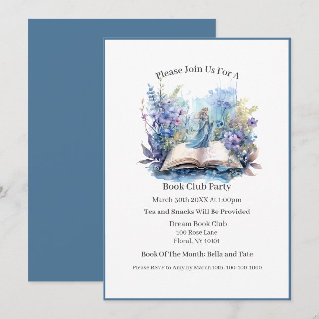 And Into My Book I Go... Book Club Invitation (Front/Back)