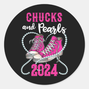 And Pearls I'm With Her Kamala 2024 President Classic Round Sticker