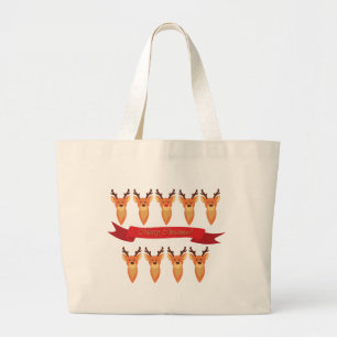 and Santa's Reindeer Large Tote Bag