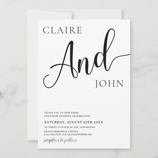 And Script Wedding Invitation (Front)