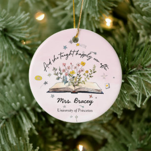 And she taught happily ever after personalised ceramic ornament