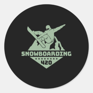And Snowboarding Mountains Snowboard Snowboarder G Classic Round Sticker