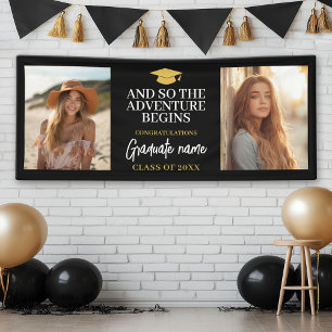 And So Adventure Awaits Modern Graduation 2 Photo Banner