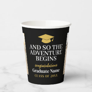 And So Adventure Awaits Modern Graduation 2 Photo Paper Cups