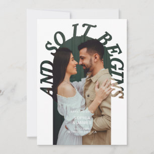And So It Begins Retro Arch Photo Wedding Save The Date