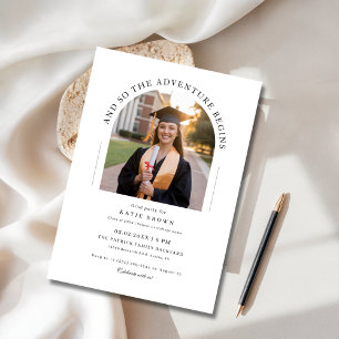 And So the Adventure Begins Grad Party Arch Photo Invitation