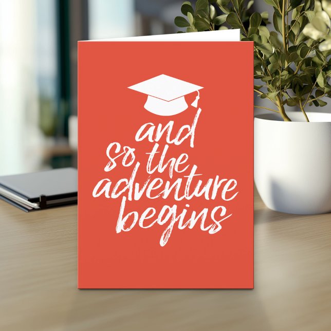And So The Adventure Begins - Graduation Cap Card (And so the adventure begins - Custom Graduation Greeting Card)