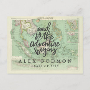 And so the adventure begins invitation postcard