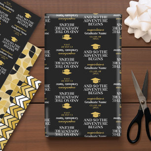 And So The Adventure Begins - Modern Graduation Wrapping Paper Sheet