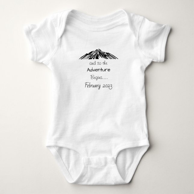 And So the Adventure Begins, personalised baby  Bodysuit (Front)
