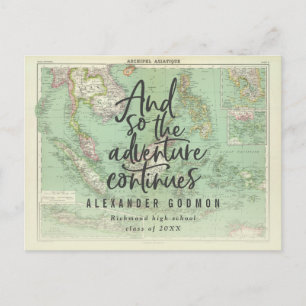And so the adventure continues invitation postcard