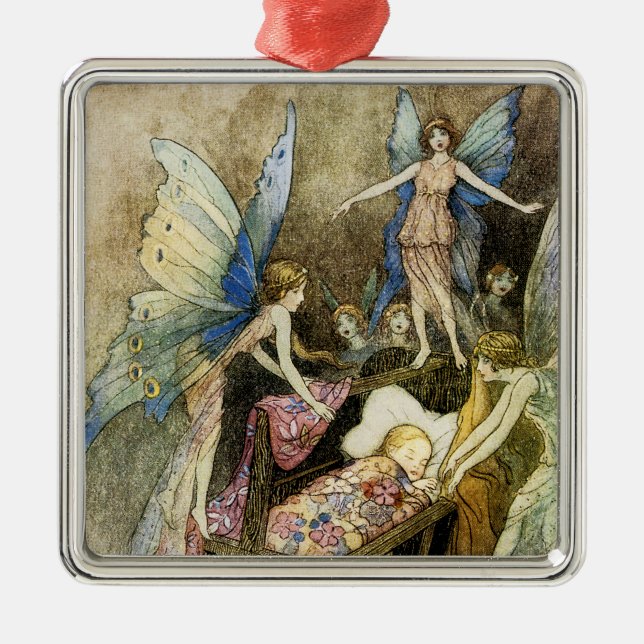 And, Sweetly Singing Round Thy Bed Metal Tree Decoration (Front)