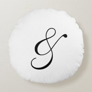 And Symbol Ampersand Script Typography Round Cushion