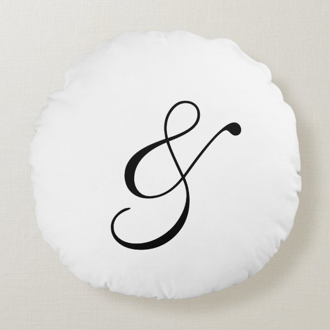 And Symbol Ampersand Script Typography Round Cushion (Front)