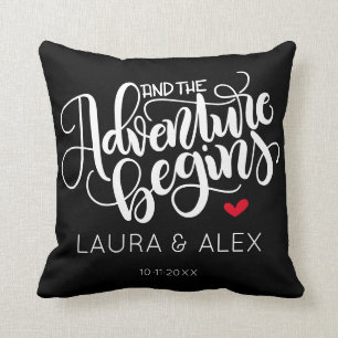 And the adventure begins - Date personalised colou Cushion