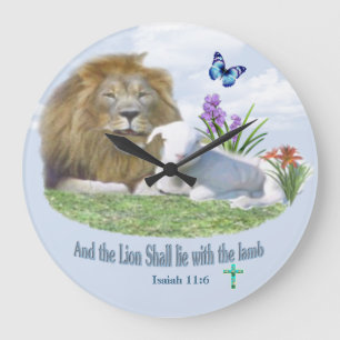 And the Lion shall lie with the Lamb Large Clock