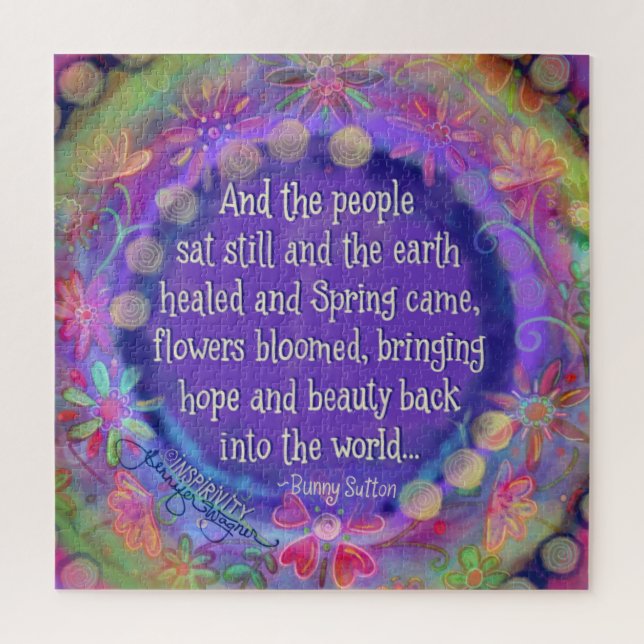 And The People Sat Still Quote Purple Flowers Jigsaw Puzzle (Vertical)