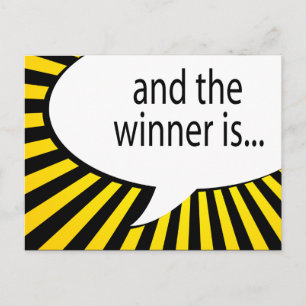 and the winner is! comic speech bubble postcard