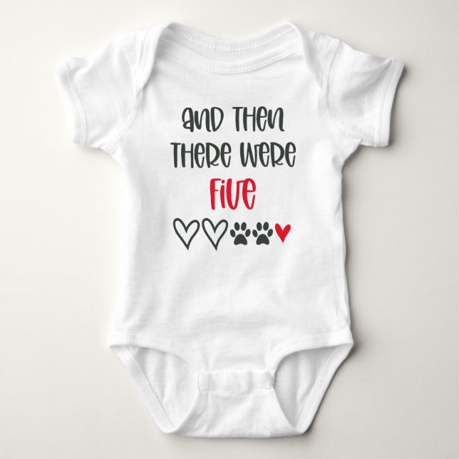 And Then There Were Five Baby Announcement Baby Bodysuit (Front)