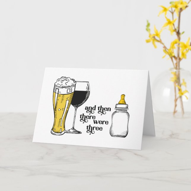 And Then There Were Three Baby Congratulation Card (Yellow Flower)