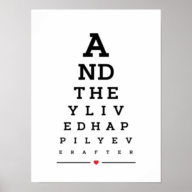 And they lived happily everafter eye chart (Front)