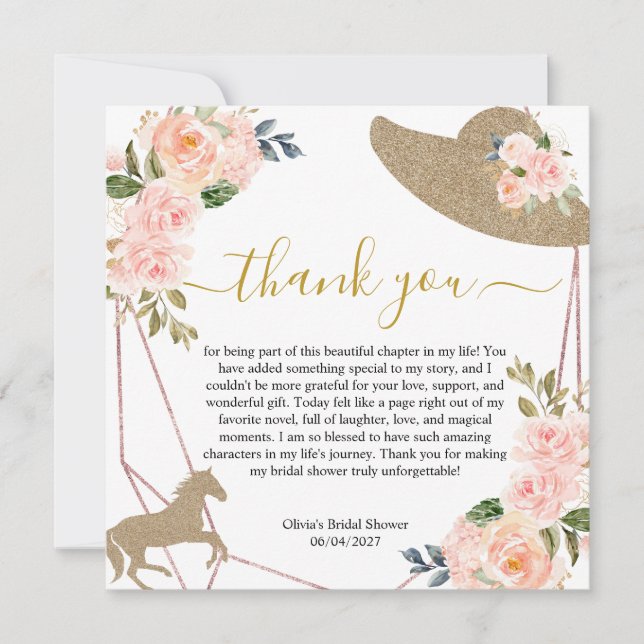 And They’re Off to the Altar! Bridal Shower Thank You Card (Front)