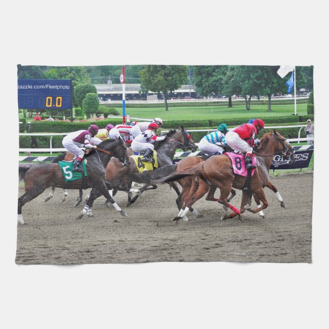 And They're off at Saratoga Tea Towel (Horizontal)