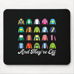 And Theyre Off Horse Racing Derby Day Funny Silks  Mouse Pad