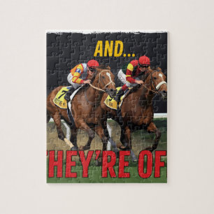 and They're Off Horse Racing Jockey  Jigsaw Puzzle