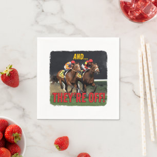 and They're Off Horse Racing Jockey  Napkin